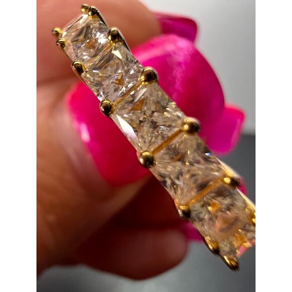 Moissanite 7 stone ring yg over sterling silver ring size 9 - Picture 9 of 11